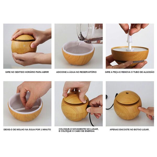 Umidificador Aromatizador Led 7 Cores Usb Difusor De Aromas Eletrico - Imagem 4