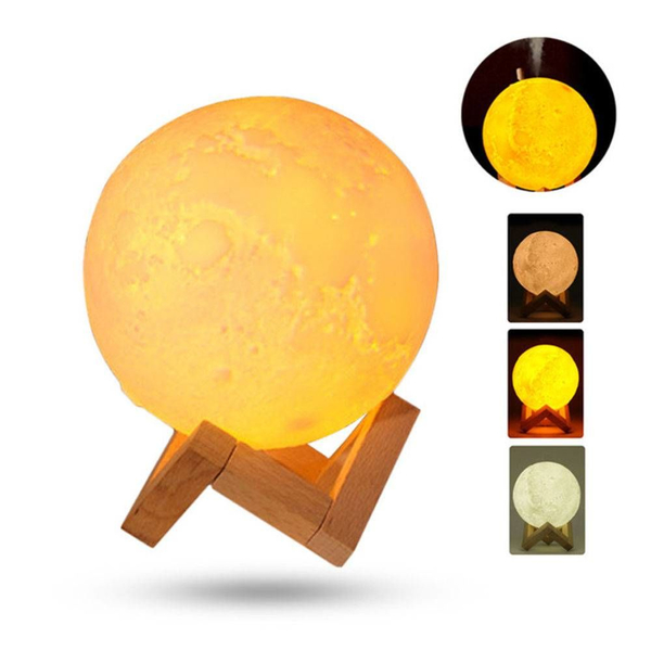 Umidificador De Ar Ultrassônico, Difusor De Aromas E Luminária De Mesa 880ml Lua Usb E Led 3 Cores - Imagem 4