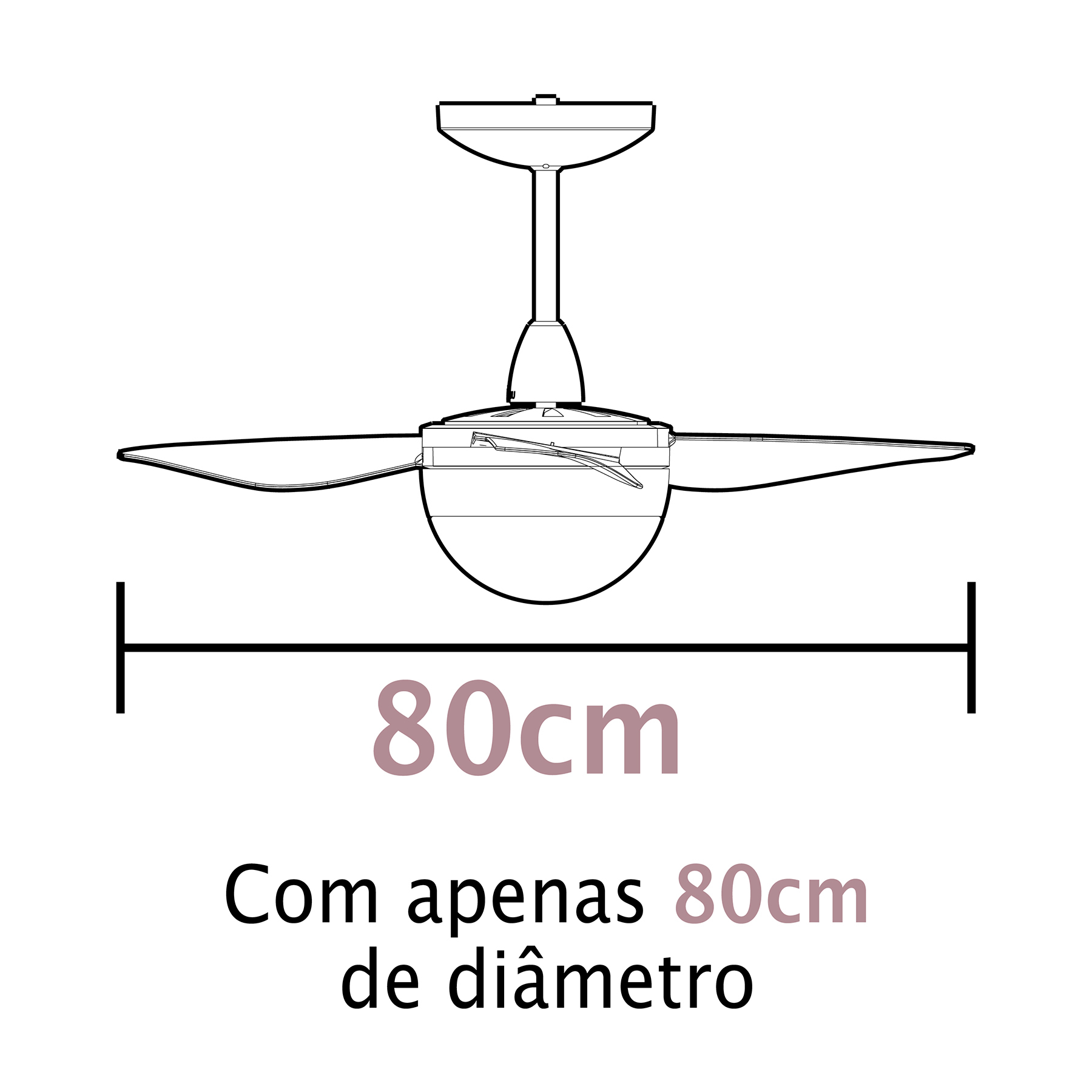 Ventilador de Teto com Controle Remoto Inspire Nano Eco 3 Pás 83 cm Branco Bivolt - Imagem 3