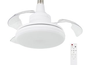 Ventilador de Teto Retrátil com Luminária LED 3 em 1 com Soquete E27 40cm Branco Aliseu