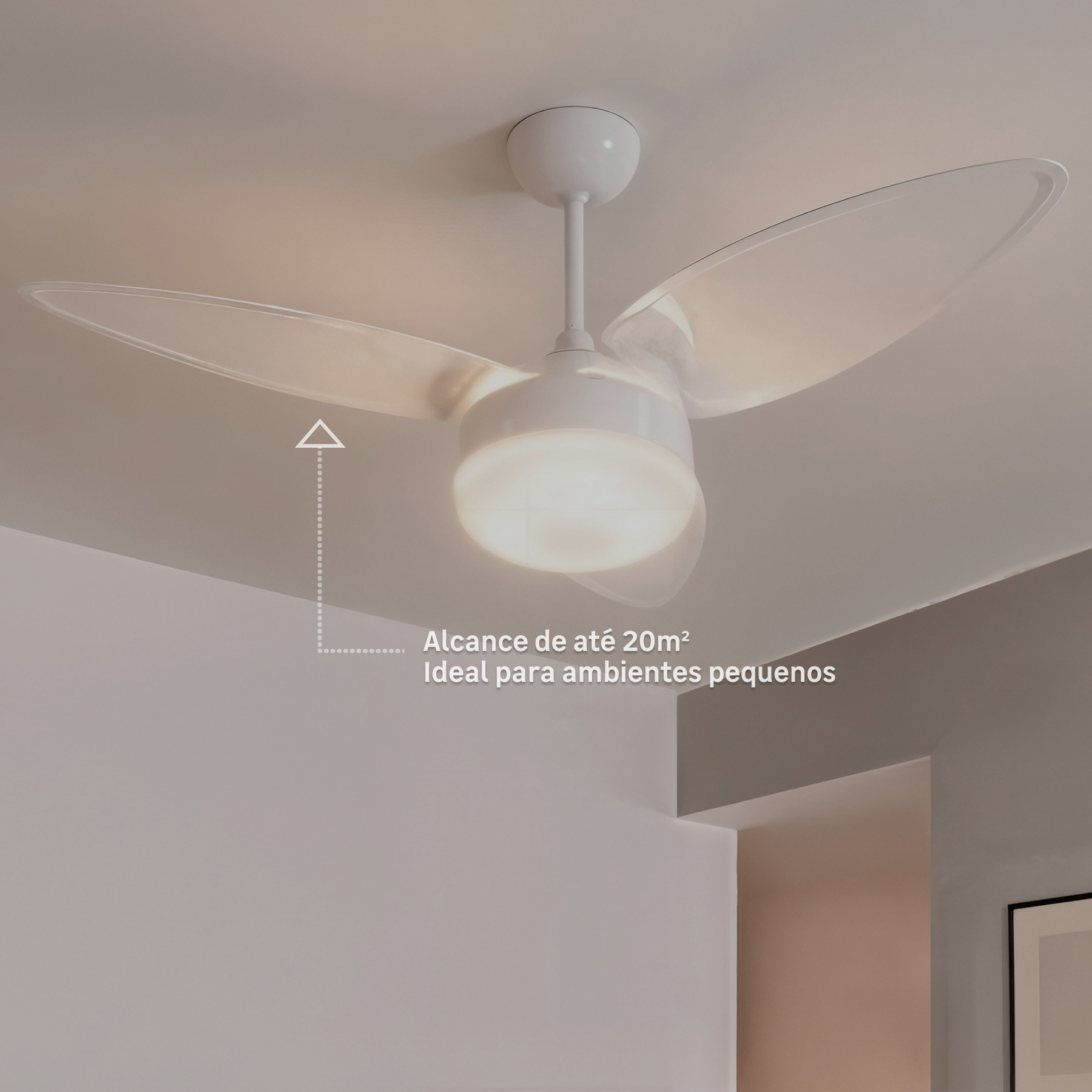 Ventilador de Teto com Controle Remoto Ventisol Easy Eco Inverter 3 Pás 105 cm Branco Bivolt - Imagem 3